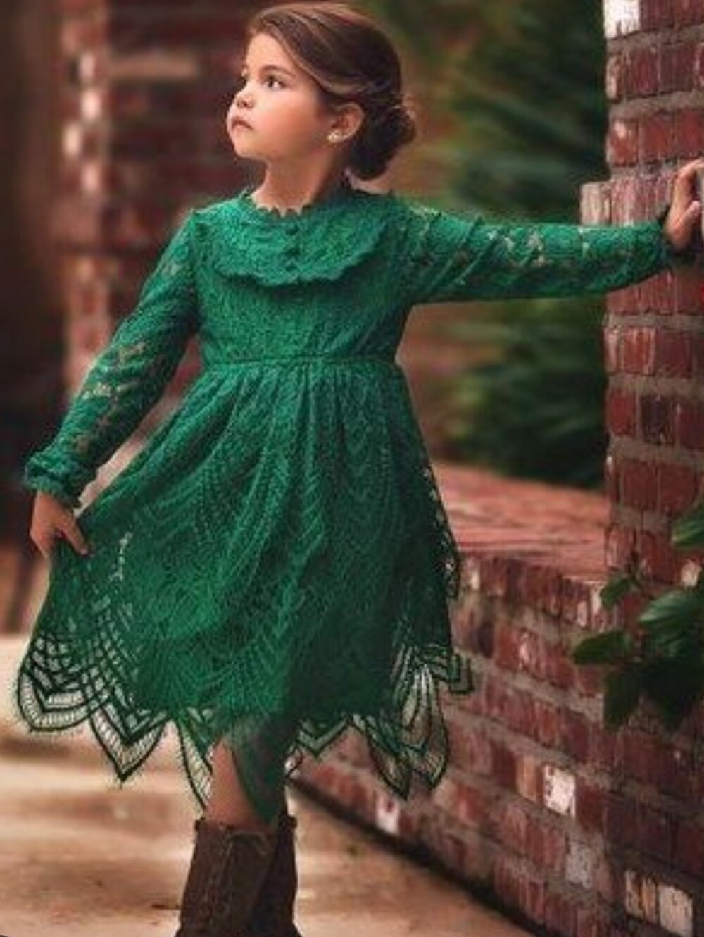 NWT Trish Scully Child Abigail Green Lace Dress Formal Party Flower Girl 3 Kids